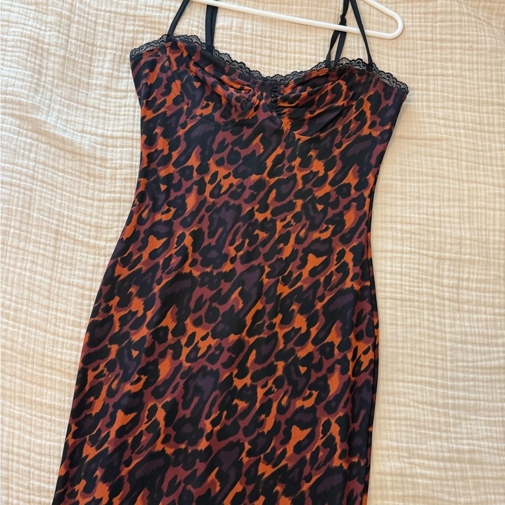 Bear Dance Black and Orange Chemise with Animal Print
